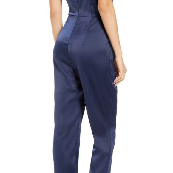 Navy blue silky pants romper. - Picture 8 of 10
